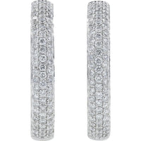 18K White Gold 6 Carat Inside - Out Diamond Hoop Earrings - 6.00 Carat Total Diamond Weight