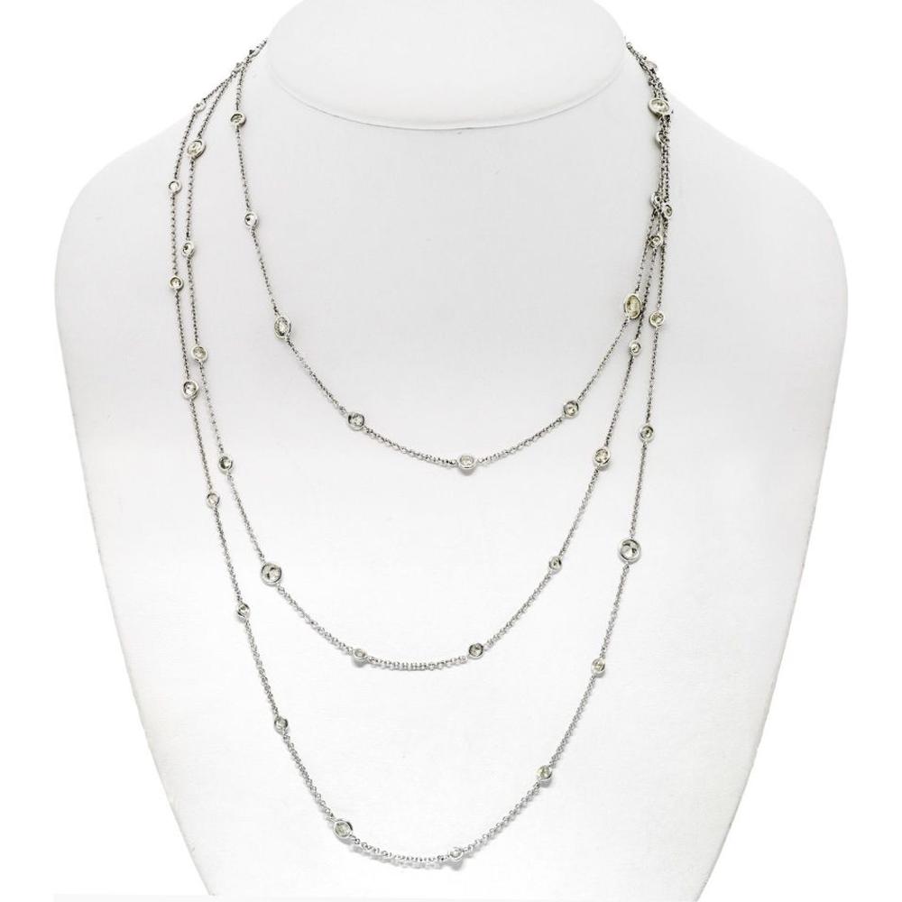 18K White Gold 60-Inch Diamond By The Yard Necklace - 10.60 Carat Total Diamond Weight
