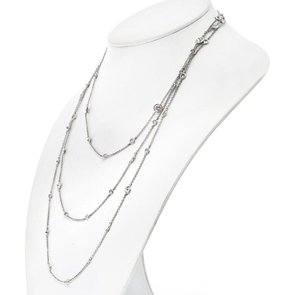 18K White Gold 60-Inch Diamond By The Yard Necklace - 10.60 Carat Total Diamond Weight