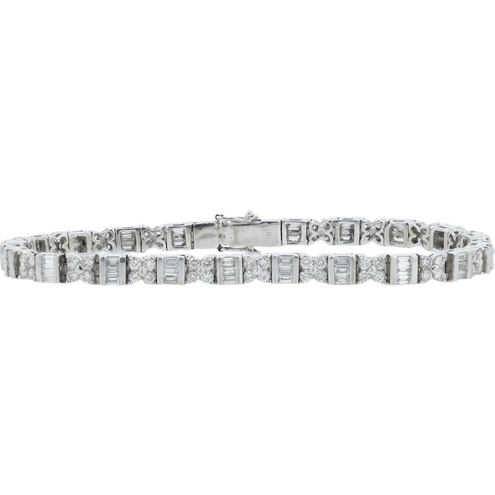 18K White Gold 7.25-Inch Tennis Bracelet with Prong-Set Round Diamonds - 3.00 Carat Total Diamond Weight