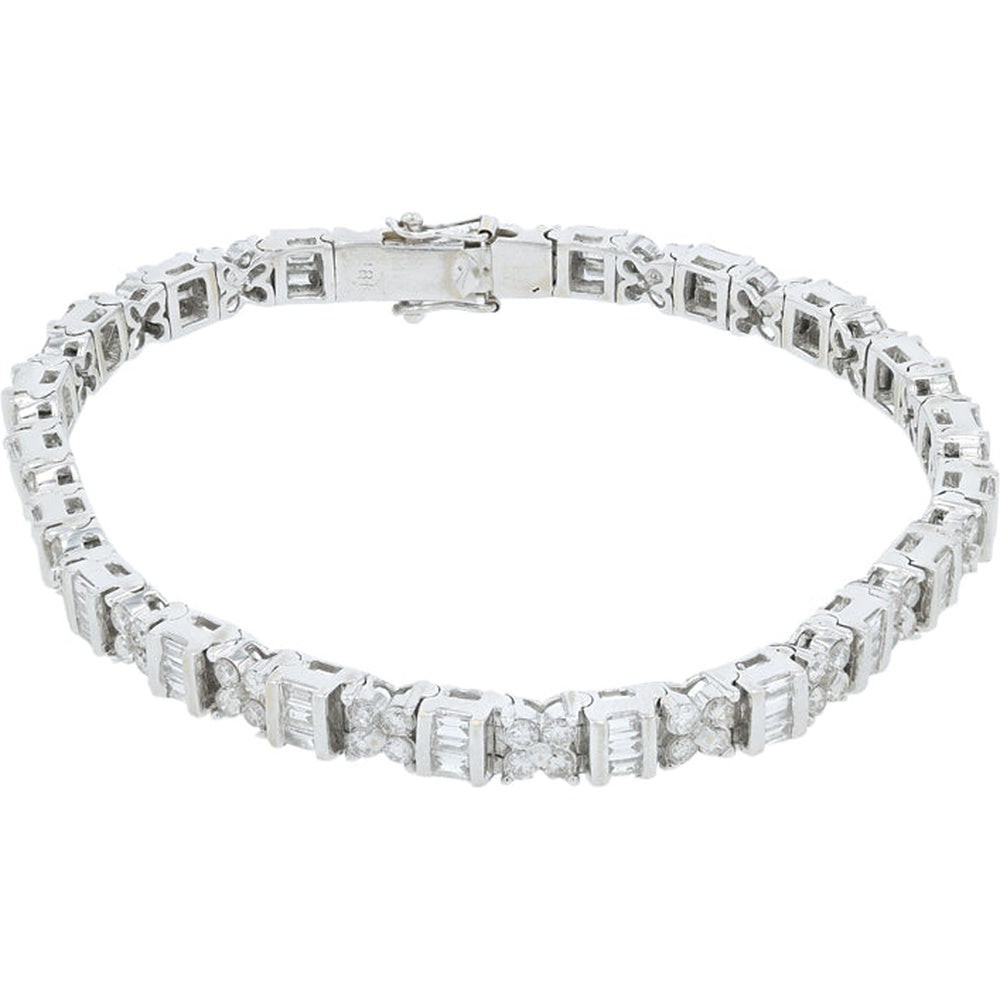 18K White Gold 7.25-Inch Tennis Bracelet with Prong-Set Round Diamonds - 3.00 Carat Total Diamond Weight