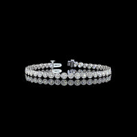 18K White Gold 7.25" Tennis Bracelet with Bezel Set Round Lab Diamonds - 5.28 Total Carat Weight, E-F VS Quality - Covaloro Fine Jewelry