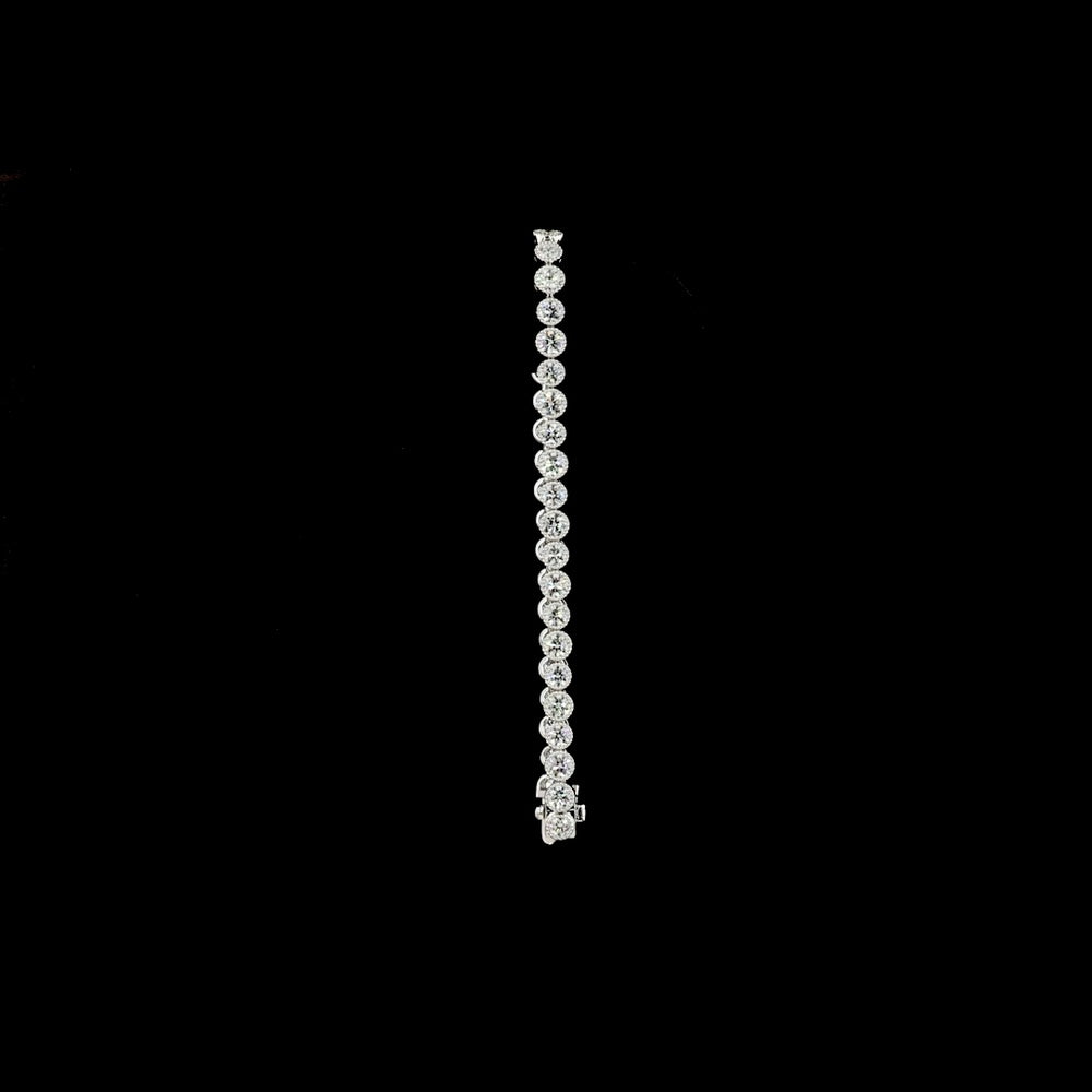 18K White Gold 7.25" Tennis Bracelet with Bezel Set Round Lab Diamonds - 5.28 Total Carat Weight, E-F VS Quality - Covaloro Fine Jewelry