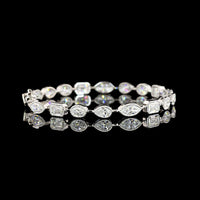 18K White Gold 7.5" Tennis Bracelet with East-West Bezel Set Emerald, Oval, and Pear Cut Lab Diamonds - 10.01 Carat Total Weight - Covaloro Fine Jewelry