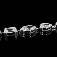 18K White Gold 7.5" Tennis Bracelet with East-West Bezel Set Emerald, Oval, and Pear Cut Lab Diamonds - 10.01 Carat Total Weight - Covaloro Fine Jewelry