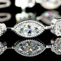 18K White Gold 7.5" Tennis Bracelet with East-West Bezel Set Emerald, Oval, and Pear Cut Lab Diamonds - 10.01 Carat Total Weight - Covaloro Fine Jewelry