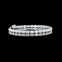 18K White Gold 7.5" Tennis Bracelet with East-West Prong Set Oval Lab Diamonds - 9.41 Carat Total Weight, E-F VVS2 - Covaloro Fine Jewelry