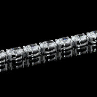 18K White Gold 7.5" Tennis Bracelet with East-West Prong Set Oval Lab Diamonds - 9.41 Carat Total Weight, E-F VVS2 - Covaloro Fine Jewelry