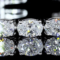 18K White Gold 7.5" Tennis Bracelet with East-West Prong Set Oval Lab Diamonds - 9.41 Carat Total Weight, E-F VVS2 - Covaloro Fine Jewelry