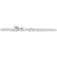 18K White Gold 7" Bunny Motif Tennis Bracelet with 1.50 Carat Round Diamonds & 0.04 Carat Green Garnet Accent