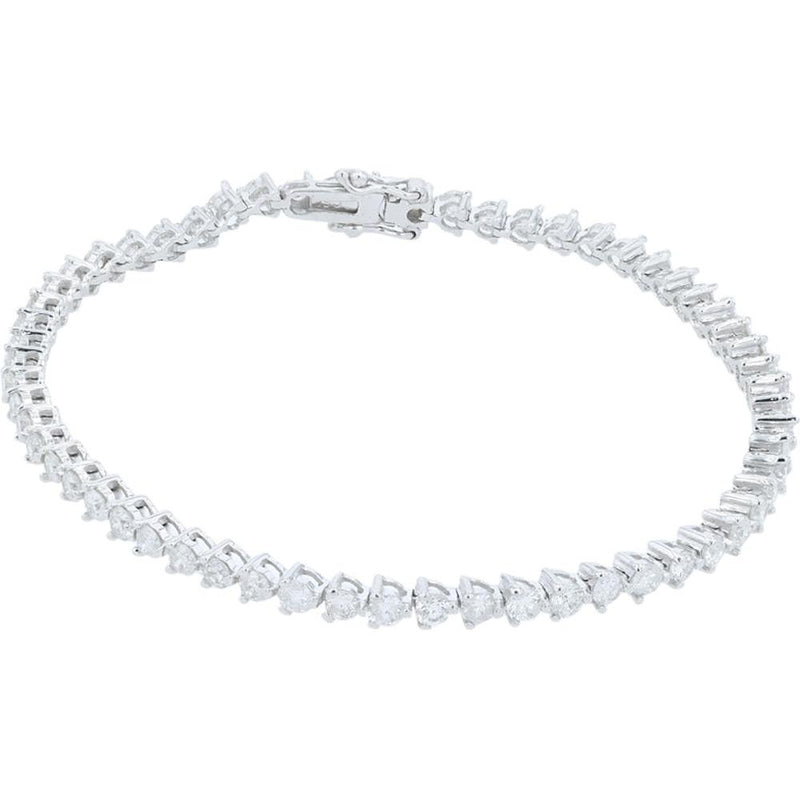 18K White Gold 7" Diamond Tennis Bracelet - 3.00 Carat Total Diamond Weight
