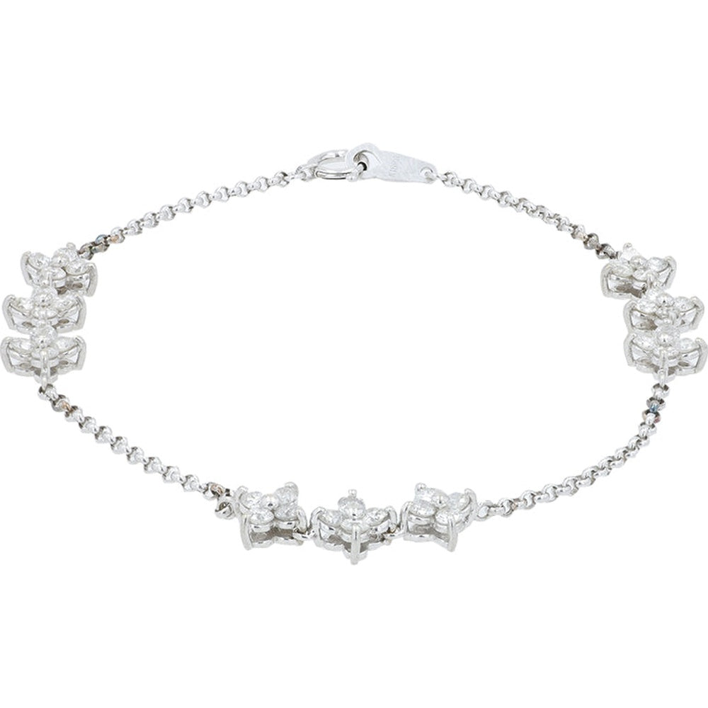 18K White Gold 7-Inch Diamond Station Bracelet with Prong-Set Round Diamonds - 1.50 Carat Total Diamond Weight
