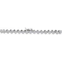 18K White Gold 7-Inch Floral Motif Diamond Bracelet with Milgrain Edge - 2.00 Carat Total Diamond Weight