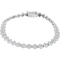 18K White Gold 7-Inch Floral Motif Diamond Bracelet with Milgrain Edge - 2.00 Carat Total Diamond Weight
