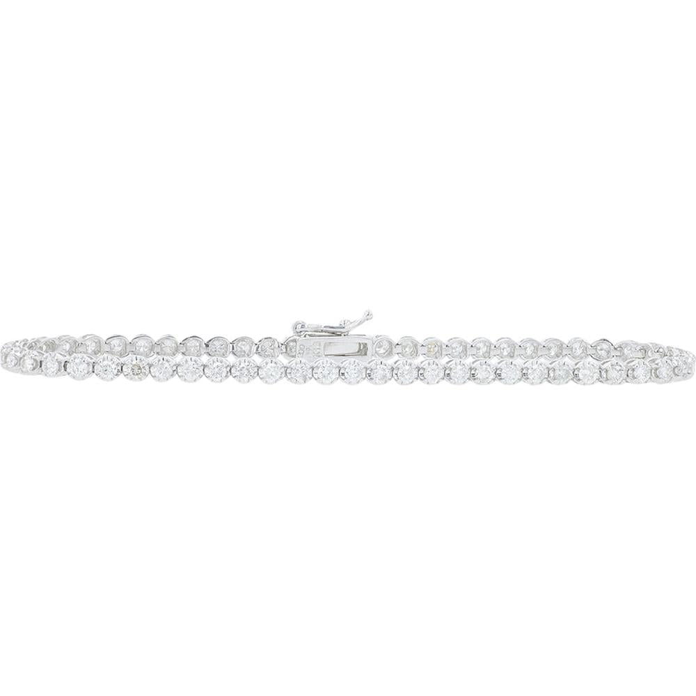 18K White Gold 7 - Inch Tennis Bracelet with 2.00 Carat Total Round Diamonds