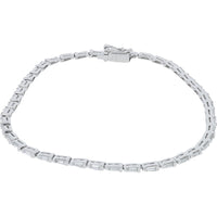 18K White Gold 7-Inch Tennis Bracelet with Prong-Set Baguette Diamonds - 1.16 Carat Total Diamond Weight