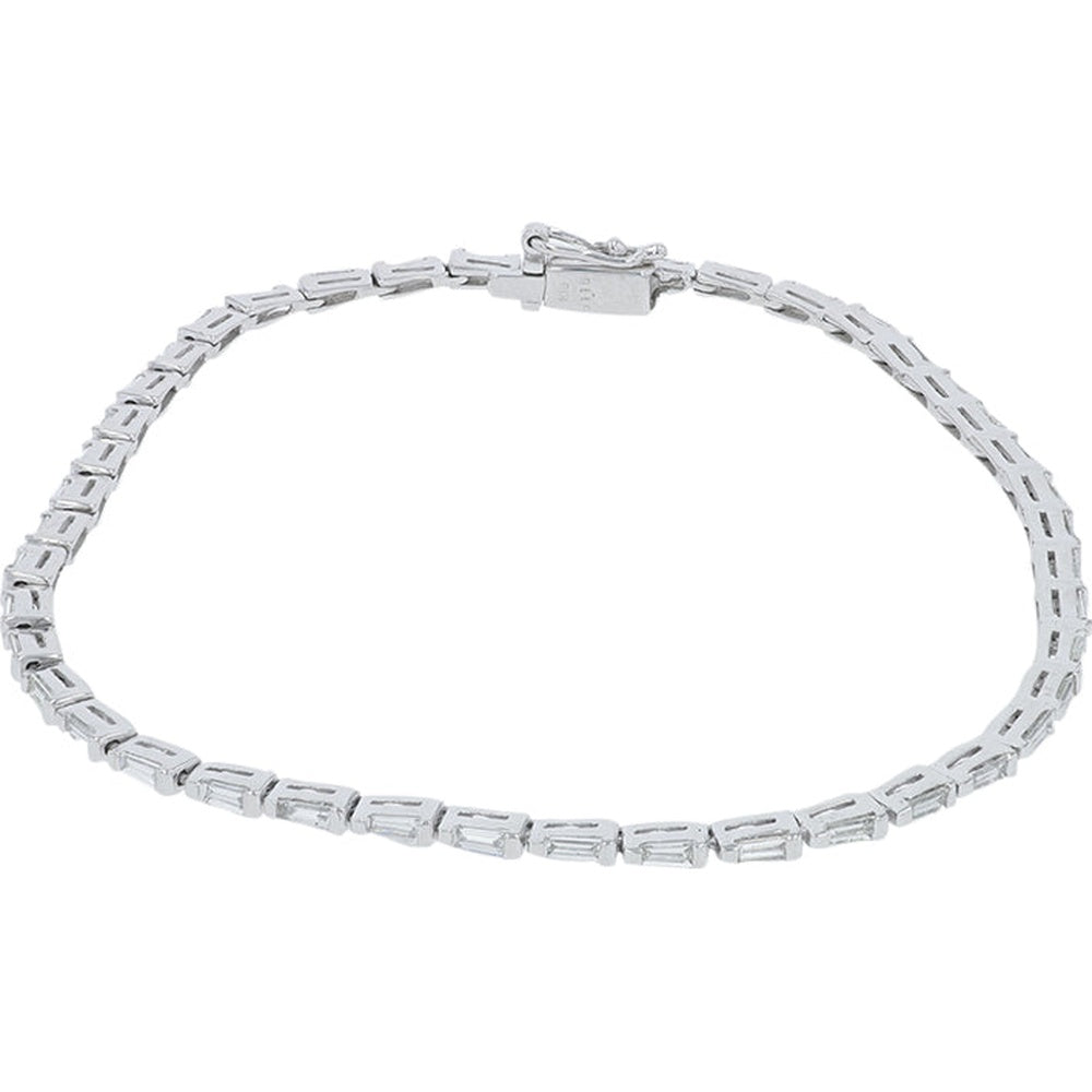 18K White Gold 7-Inch Tennis Bracelet with Prong-Set Baguette Diamonds - 1.16 Carat Total Diamond Weight