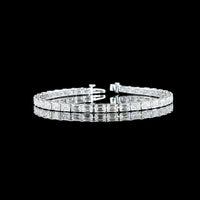 18K White Gold 7" Tennis Bracelet with East-West Prong Set Emerald Cut Lab Diamonds - 10.33 Carats Total Diamond Weight - Covaloro Fine Jewelry