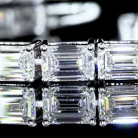 18K White Gold 7" Tennis Bracelet with East-West Prong Set Emerald Cut Lab Diamonds - 10.33 Carats Total Diamond Weight - Covaloro Fine Jewelry
