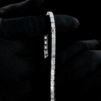 18K White Gold 7" Tennis Bracelet with East-West Prong Set Emerald Cut Lab Diamonds - 10.33 Carats Total Diamond Weight - Covaloro Fine Jewelry
