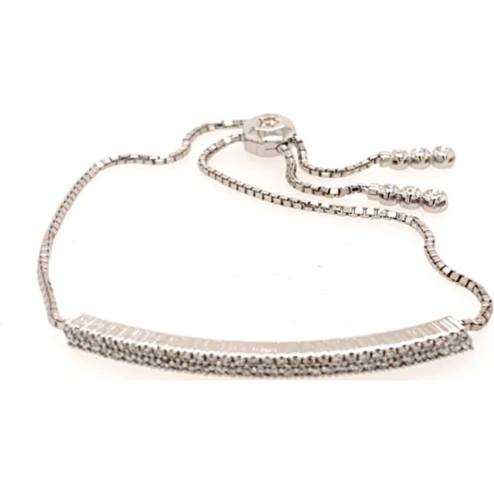 18K White Gold Adjustable Diamond Bar Bracelet by Afarin