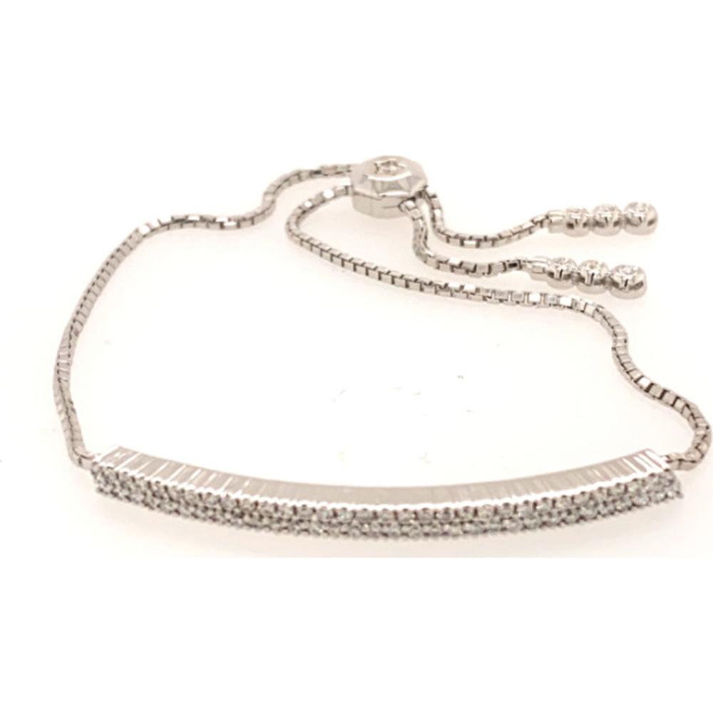 18K White Gold Adjustable Diamond Bar Bracelet by Afarin
