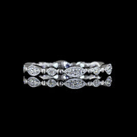 18K White Gold Alternating Eternity Band with Round Brilliant Cut Lab Diamonds - 0.21 Carats Total Diamond Weight - Covaloro Fine Jewelry