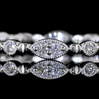 18K White Gold Alternating Eternity Band with Round Brilliant Cut Lab Diamonds - 0.21 Carats Total Diamond Weight - Covaloro Fine Jewelry