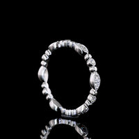 18K White Gold Alternating Eternity Band with Round Brilliant Cut Lab Diamonds - 0.21 Carats Total Diamond Weight - Covaloro Fine Jewelry
