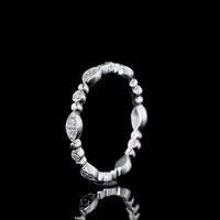 18K White Gold Alternating Eternity Band with Round Brilliant Cut Lab Diamonds - 0.21 Carats Total Diamond Weight - Covaloro Fine Jewelry