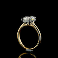 18K White Gold and Platinum Oval Cut Lab Diamond Hidden Halo Ring - 3.18 Carat Total Weight, D VVS2 - Covaloro Fine Jewelry
