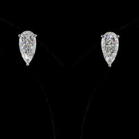 18K White Gold & Platinum Pear Shape Martini Diamond Stud Earrings with Lab Grown F VS1 Diamonds - 11.37 Carat Total Weight - Covaloro Fine Jewelry