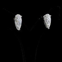 18K White Gold & Platinum Pear Shape Martini Diamond Stud Earrings with Lab Grown F VS1 Diamonds - 11.37 Carat Total Weight - Covaloro Fine Jewelry