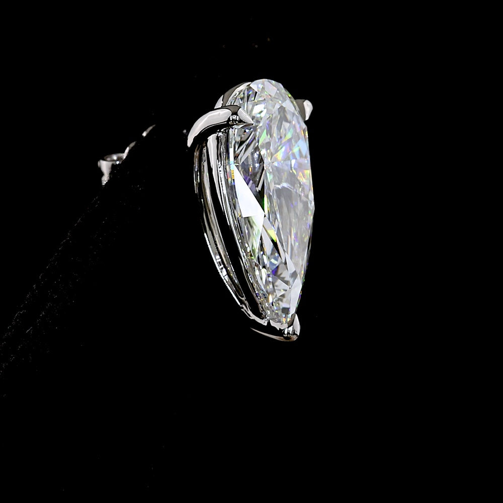 18K White Gold & Platinum Pear Shape Martini Diamond Stud Earrings with Lab Grown F VS1 Diamonds - 11.37 Carat Total Weight - Covaloro Fine Jewelry