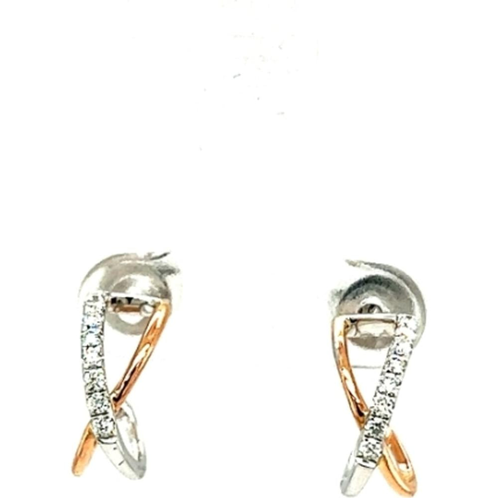 18K White Gold and Rose Gold Crossover Diamond Earrings by Afarin