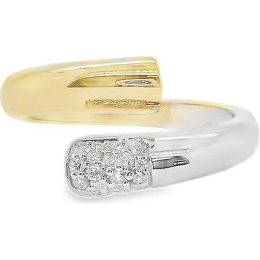 18K White Gold and Yellow Gold Contemporary Open Wrap Diamond Ring by Afarin