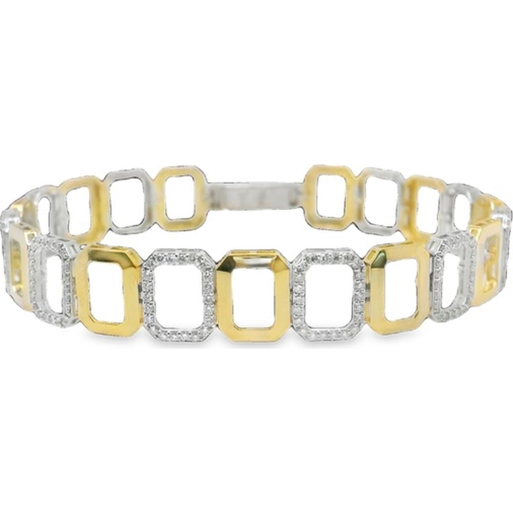 18K White Gold and Yellow Gold Geometric Link Diamond Bracelet by Afarin