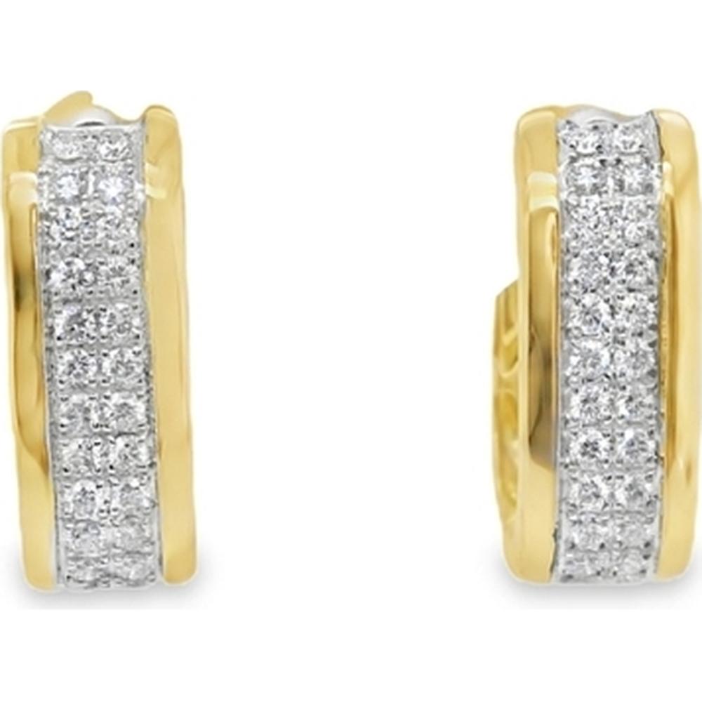 18K White Gold & Yellow Gold Huggie Earrings with Front-Set Round Diamonds by Afarin