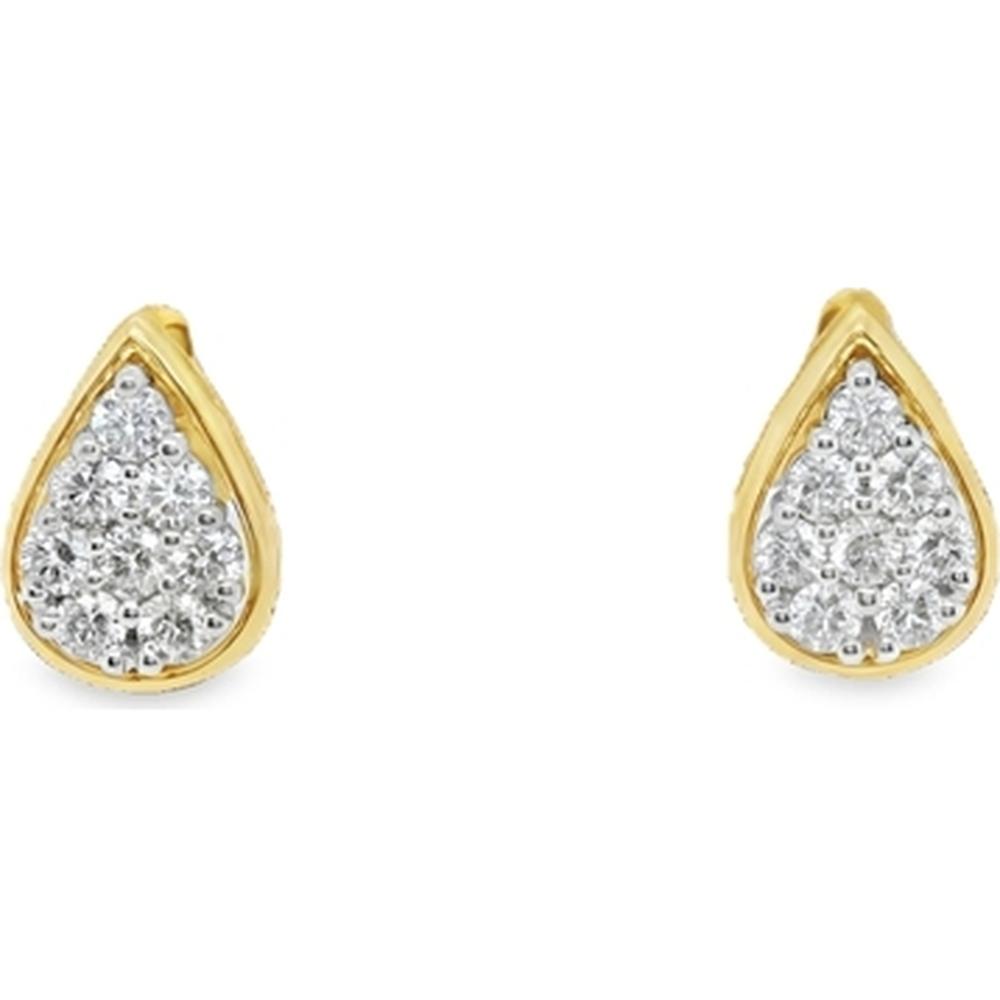 18K White Gold and Yellow Gold Pear Shape Diamond Stud Earrings by Afarin