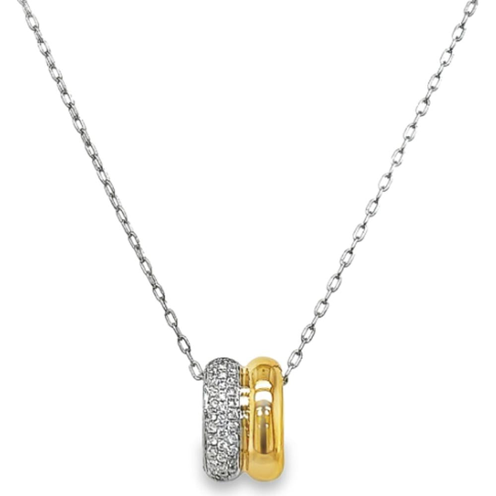 18K White Gold and Yellow Gold Two-Tone Diamond Pendant Necklace by Afarin