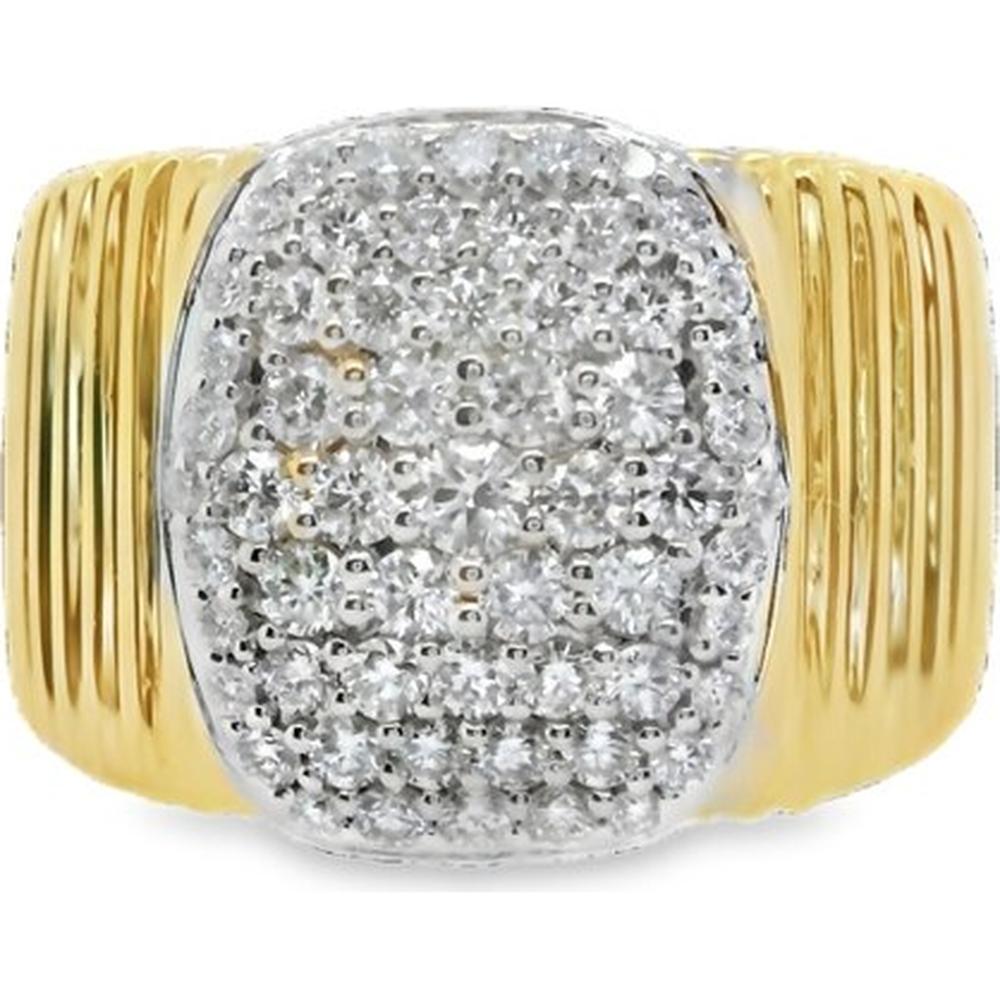 18K White Gold and Yellow Gold Wide Diamond Pavé Ring by Afarin