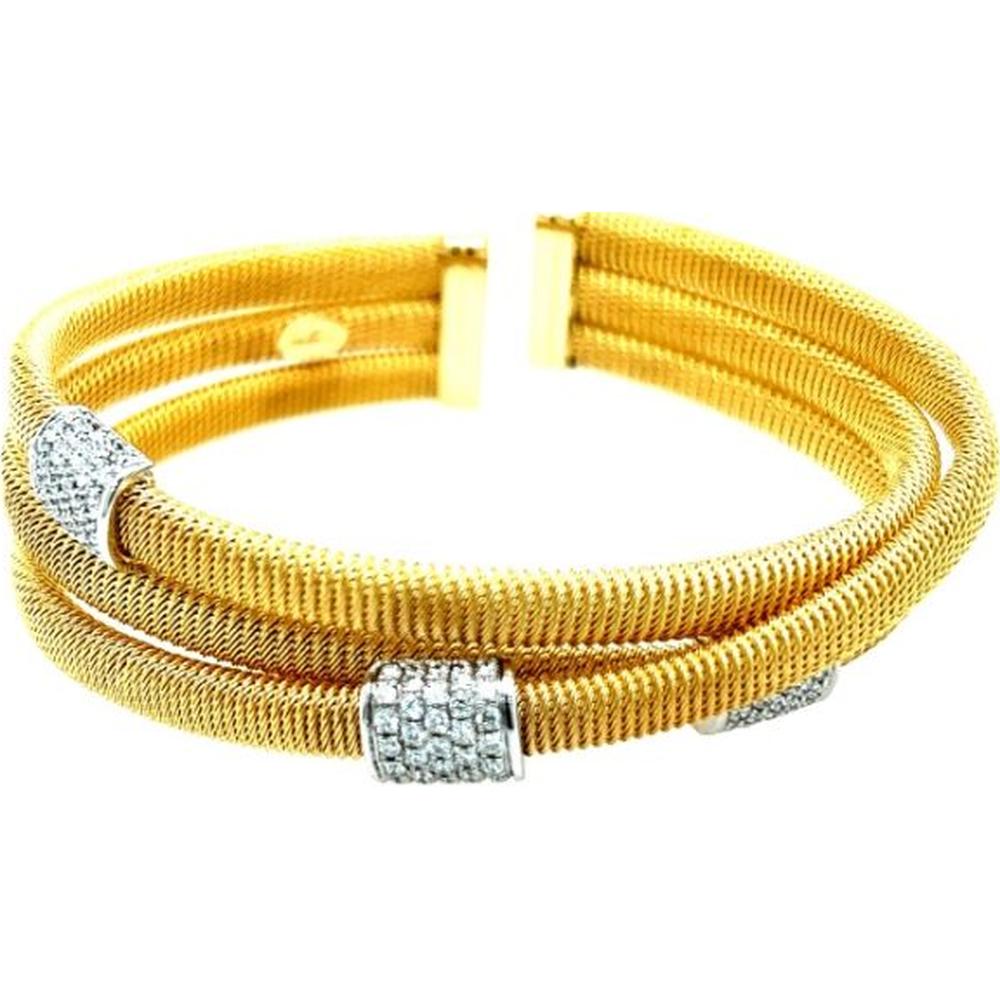 18K White Gold & Yellow Gold Wrapped Diamond Bangle Bracelet by Afarin