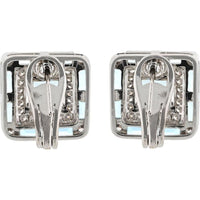 18K White Gold Aquamarine and Diamond Earrings - 2.25 Carats Total Diamond Weight