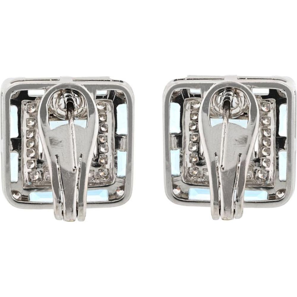 18K White Gold Aquamarine and Diamond Earrings - 2.25 Carats Total Diamond Weight