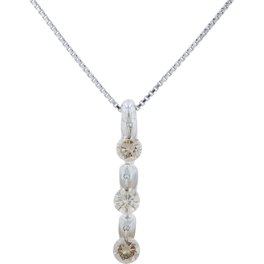 18K White Gold Articulated Drop Pendant with Round Brilliant Diamonds on Adjustable Bolo Chain - 0.56 Carat Total Diamond Weight