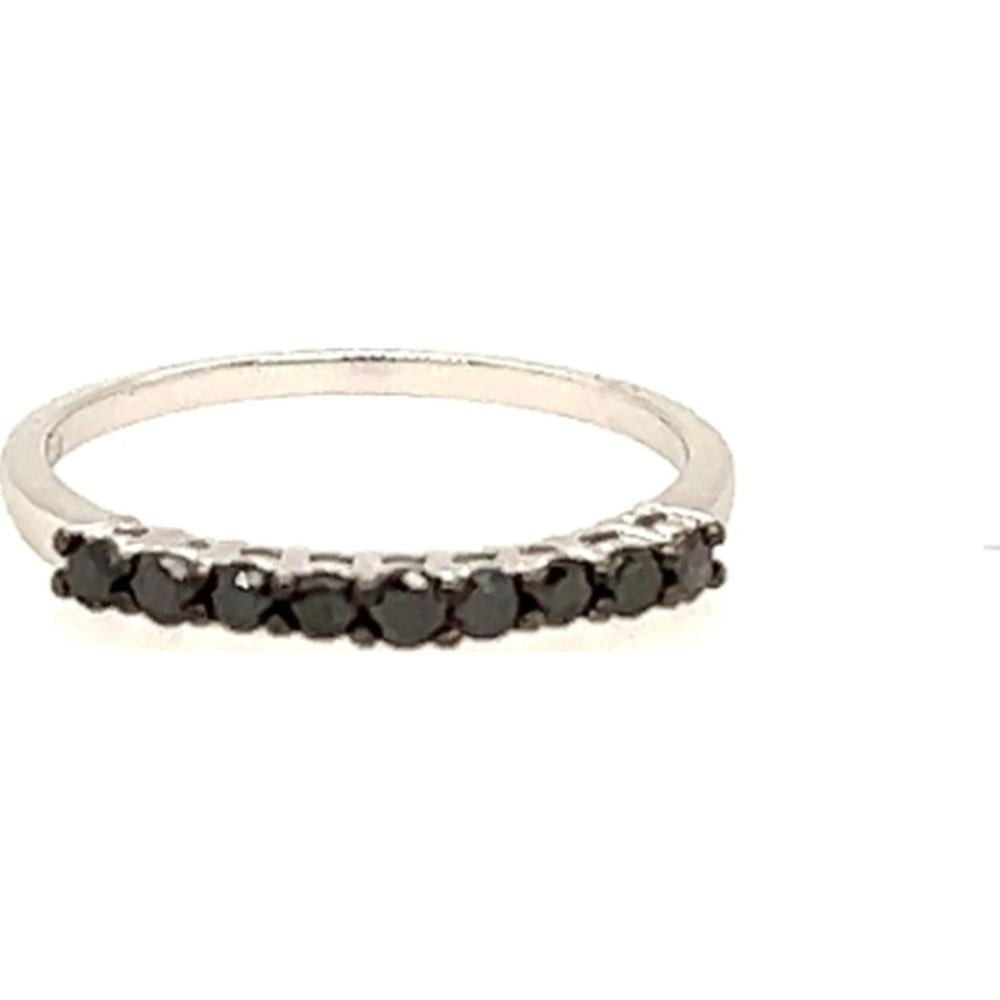 18K White Gold Band Ring with Black Diamonds by Afarin
