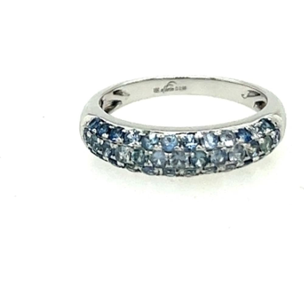 18K White Gold Band Ring with Blue Sapphires by Afarin