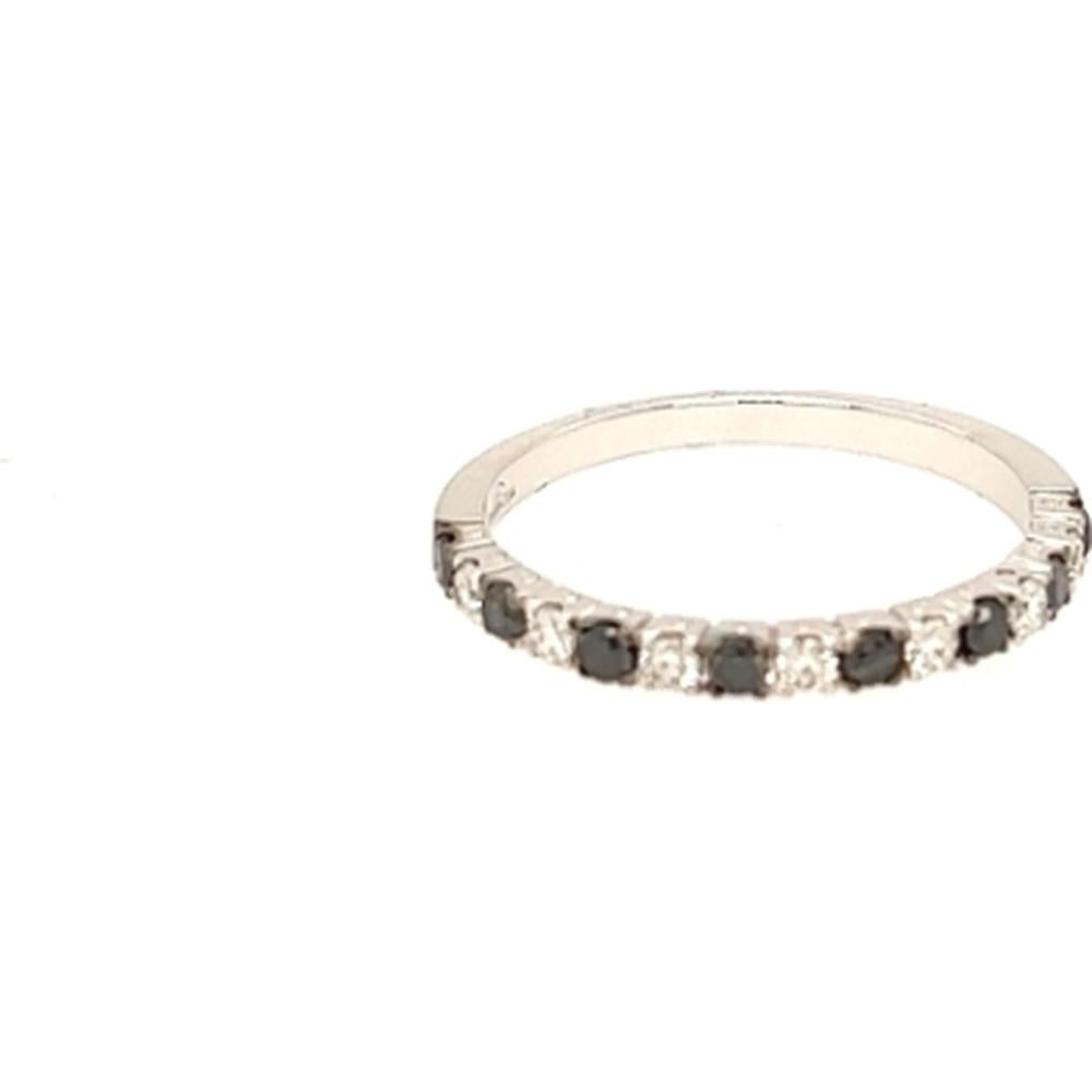 18K White Gold Band Ring with Round Black Diamonds by Afarin