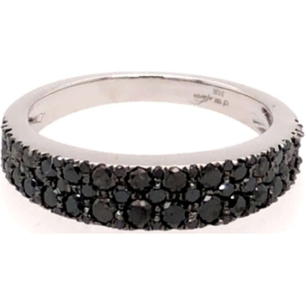 18K White Gold Band Ring with Round Black Diamonds by Afarin