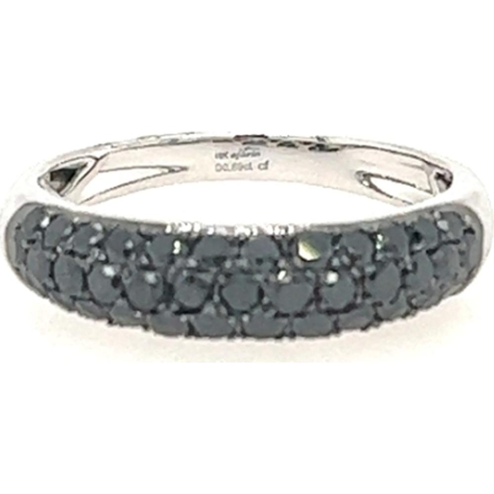 18K White Gold Band Ring with Round Black Diamonds by Afarin